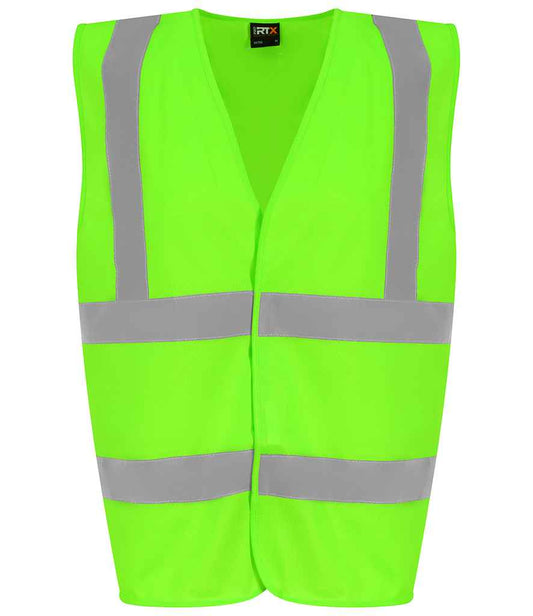 Pro RTX RX700 Lime Green Front - Hi Vis Vest Ready to be Printed by Custard Workwear - Cheap Personalised and Customised Workwear in Nottinghamshire, Derbyshire and Leicestershire