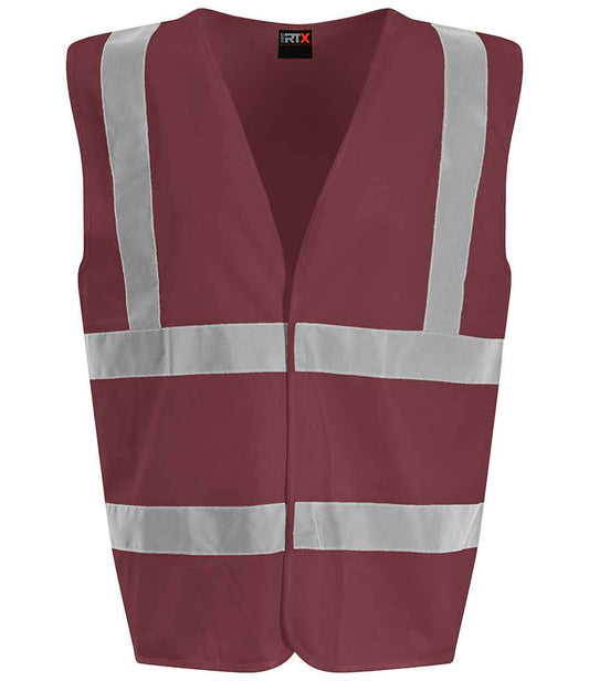 Pro RTX RX700 Maroon Front - Hi Vis Vest Ready to be Printed by Custard Workwear - Cheap Personalised and Customised Workwear in Nottinghamshire, Derbyshire and Leicestershire
