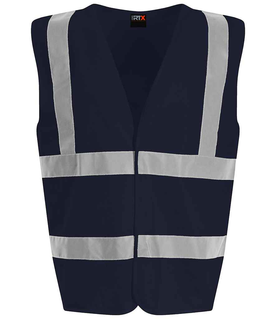 Pro RTX RX700 Navy Front - Hi Vis Vest Ready to be Printed by Custard Workwear - Cheap Personalised and Customised Workwear in Nottinghamshire, Derbyshire and Leicestershire