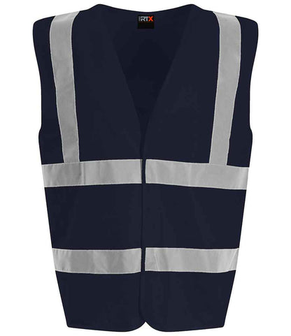 Pro RTX RX700 Navy Front - Hi Vis Vest Ready to be Printed by Custard Workwear - Cheap Personalised and Customised Workwear in Nottinghamshire, Derbyshire and Leicestershire