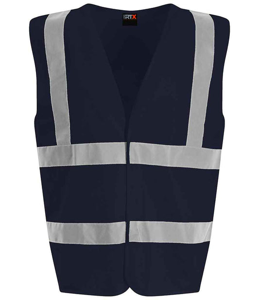 Pro RTX RX700 Navy Front - Hi Vis Vest Ready to be Printed by Custard Workwear - Cheap Personalised and Customised Workwear in Nottinghamshire, Derbyshire and Leicestershire