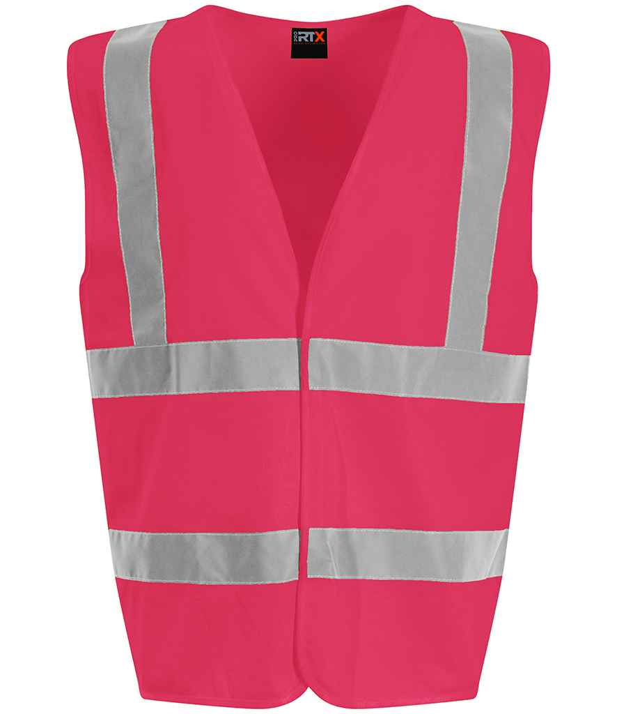 Pro RTX RX700 Pink Front - Hi Vis Vest Ready to be Printed by Custard Workwear - Cheap Personalised and Customised Workwear in Nottinghamshire, Derbyshire and Leicestershire