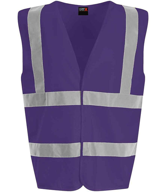Pro RTX RX700 Purple Front - Hi Vis Vest Ready to be Printed by Custard Workwear - Cheap Personalised and Customised Workwear in Nottinghamshire, Derbyshire and Leicestershire