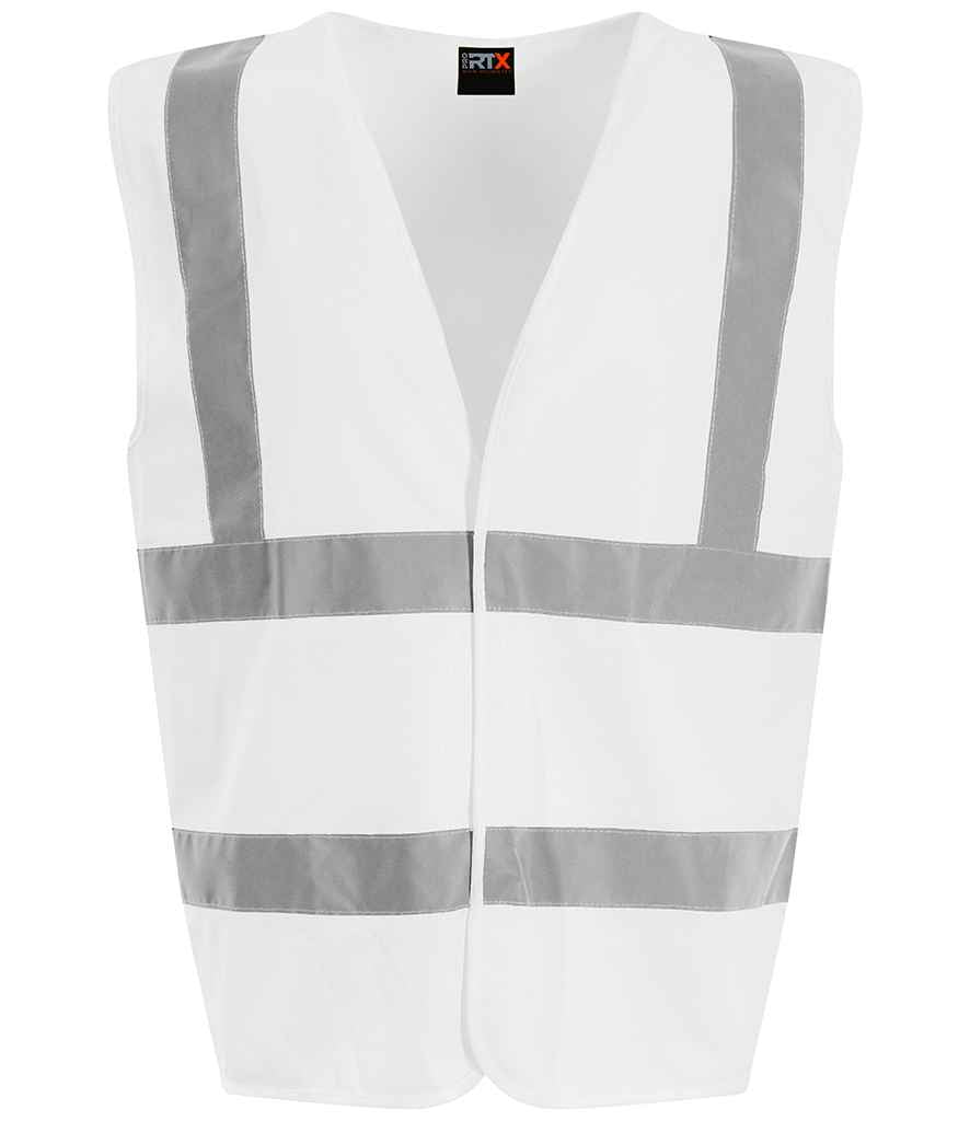 Pro RTX RX700 White Front - Hi Vis Vest Ready to be Printed by Custard Workwear - Cheap Personalised and Customised Workwear in Nottinghamshire, Derbyshire and Leicestershire