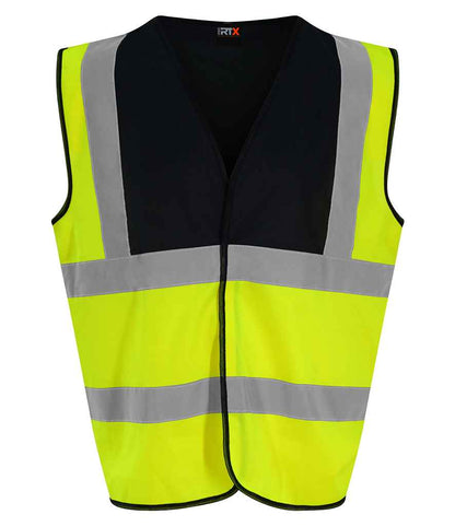 Pro RTX RX700 Yellow/Black Front - Hi Vis Vest Ready to be Printed by Custard Workwear - Cheap Personalised and Customised Workwear in Nottinghamshire, Derbyshire and Leicestershire