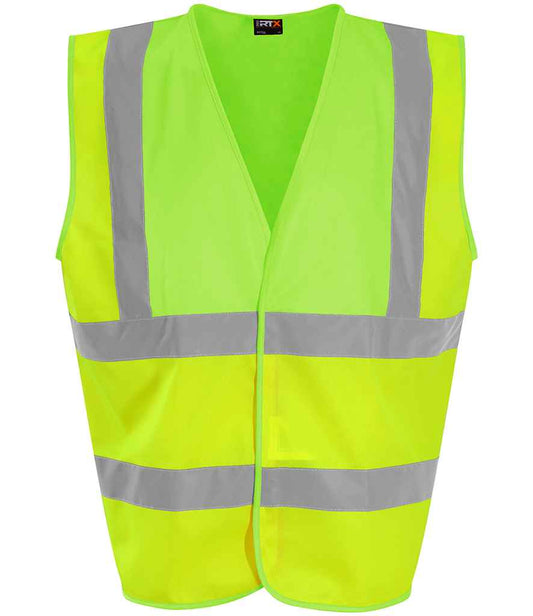 Pro RTX RX700 Yellow/Lime Green Front - Hi Vis Vest Ready to be Printed by Custard Workwear - Cheap Personalised and Customised Workwear in Nottinghamshire, Derbyshire and Leicestershire
