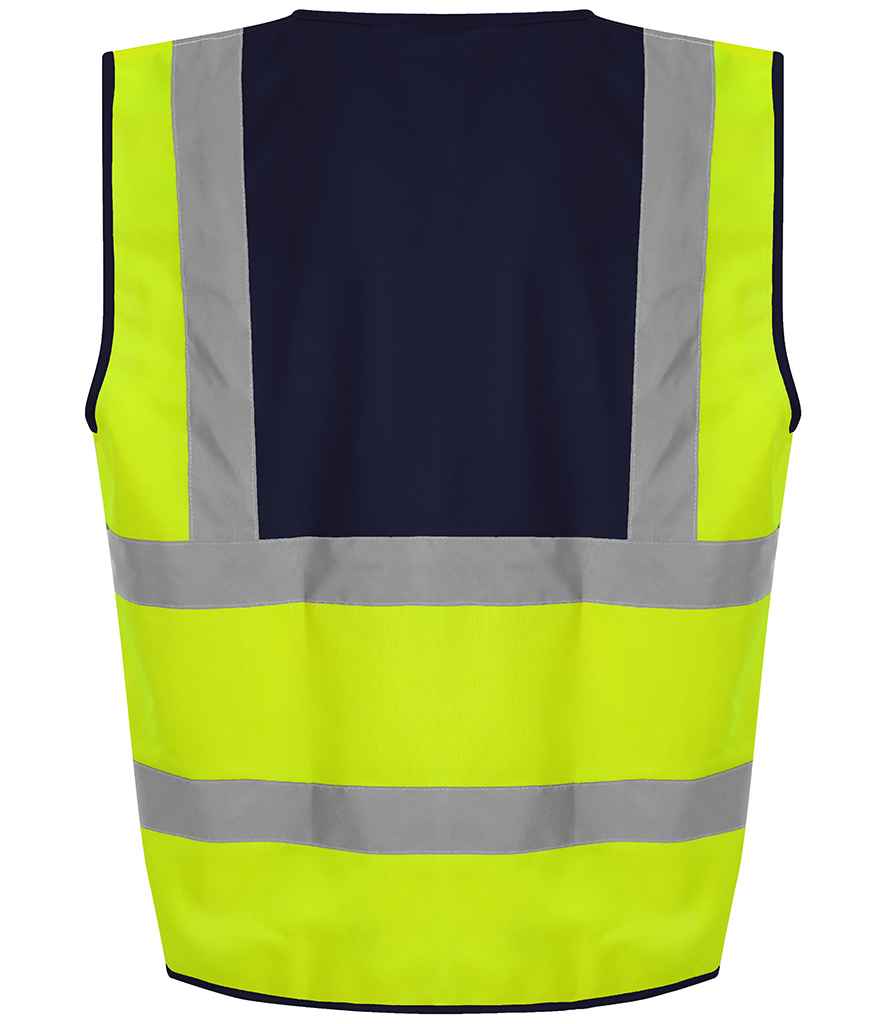 Pro RTX RX700 Yellow/Navy Back - Hi Vis Vest Ready to be Printed by Custard Workwear - Cheap Personalised and Customised Workwear in Nottinghamshire, Derbyshire and Leicestershire