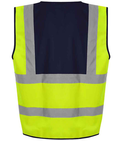 Pro RTX RX700 Yellow/Navy Back - Hi Vis Vest Ready to be Printed by Custard Workwear - Cheap Personalised and Customised Workwear in Nottinghamshire, Derbyshire and Leicestershire