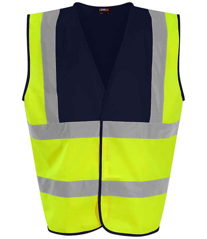 Pro RTX RX700 Yellow/Navy Front - Hi Vis Vest Ready to be Printed by Custard Workwear - Cheap Personalised and Customised Workwear in Nottinghamshire, Derbyshire and Leicestershire