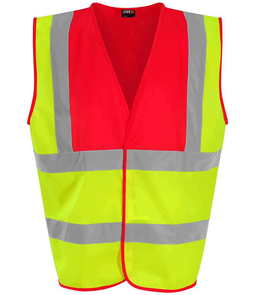 Pro RTX RX700 Yellow/Pink Front - Hi Vis Vest Ready to be Printed by Custard Workwear - Cheap Personalised and Customised Workwear in Nottinghamshire, Derbyshire and Leicestershire