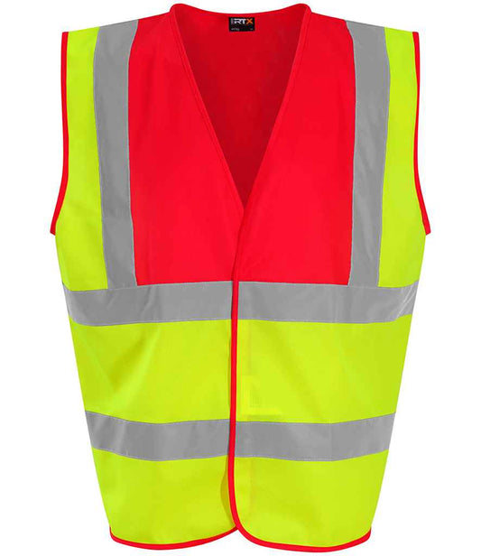 Pro RTX RX700 Yellow/Red Front - Hi Vis Vest Ready to be Printed by Custard Workwear - Cheap Personalised and Customised Workwear in Nottinghamshire, Derbyshire and Leicestershire