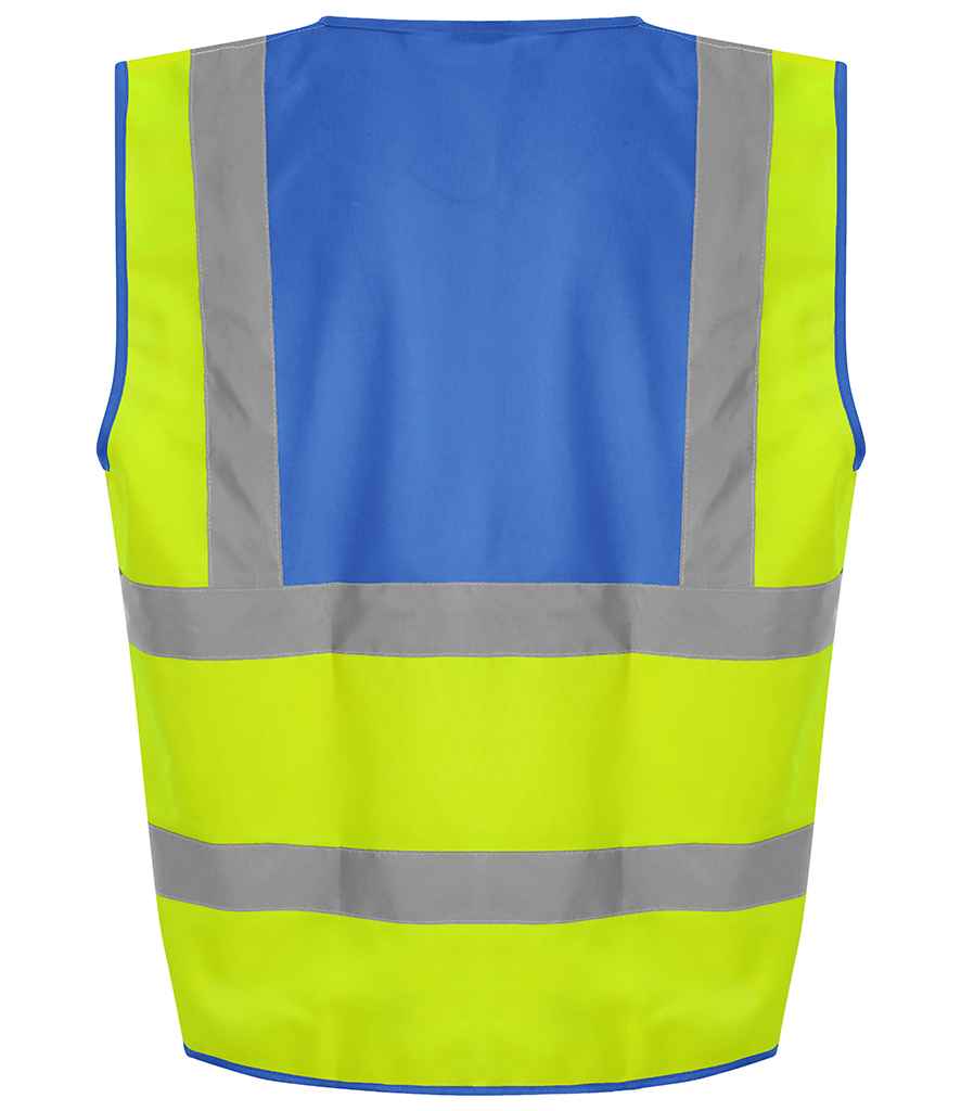 Pro RTX RX700 Yellow/Royal Blue Back - Hi Vis Vest Ready to be Printed by Custard Workwear - Cheap Personalised and Customised Workwear in Nottinghamshire, Derbyshire and Leicestershire
