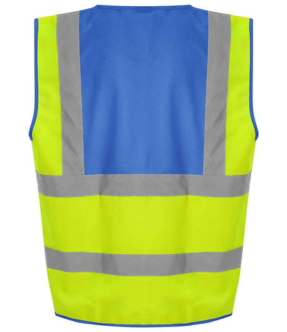 Pro RTX RX700 Yellow/Royal Blue Back - Hi Vis Vest Ready to be Printed by Custard Workwear - Cheap Personalised and Customised Workwear in Nottinghamshire, Derbyshire and Leicestershire
