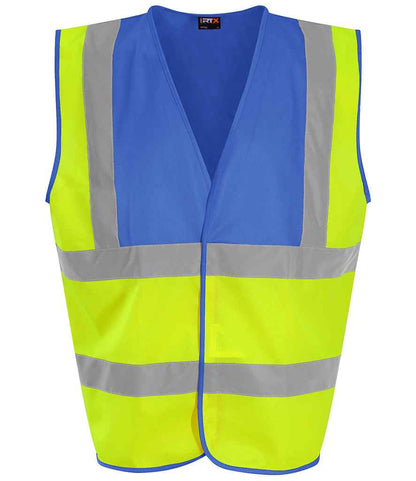 Pro RTX RX700 Yellow/Royal Blue Front - Hi Vis Vest Ready to be Printed by Custard Workwear - Cheap Personalised and Customised Workwear in Nottinghamshire, Derbyshire and Leicestershire