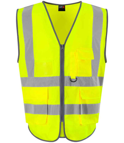 Pro RTX RX705 Yellow Front - Hi Vis Vest Ready to be Printed by Custard Workwear - Cheap Personalised and Customised Workwear in Nottinghamshire, Derbyshire and Leicestershire