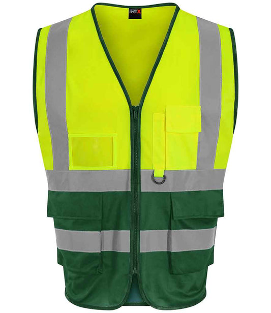 Pro RTX RX705 Yellow/Paramedic Green Front - Hi Vis Vest Ready to be Printed by Custard Workwear - Cheap Personalised and Customised Workwear in Nottinghamshire, Derbyshire and Leicestershire