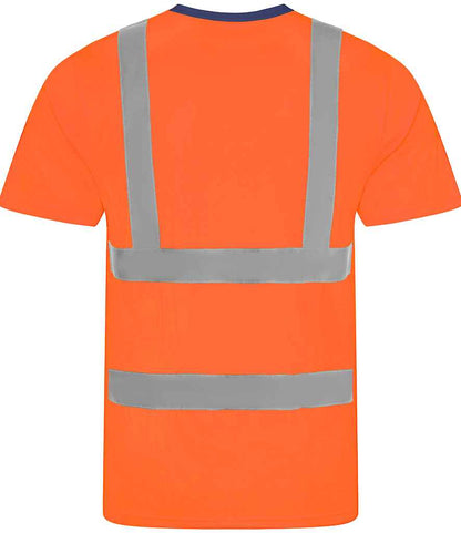Pro RTX RX720 Orange/Navy Back - Hi Vis T-Shir Ready to be Printed by Custard Workwear - Cheap Personalised and Customised Workwear in Nottinghamshire, Derbyshire and Leicestershire