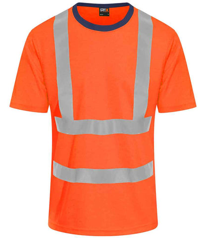Pro RTX RX720 Orange/Navy Front - Hi Vis T-Shir Ready to be Printed by Custard Workwear - Cheap Personalised and Customised Workwear in Nottinghamshire, Derbyshire and Leicestershire