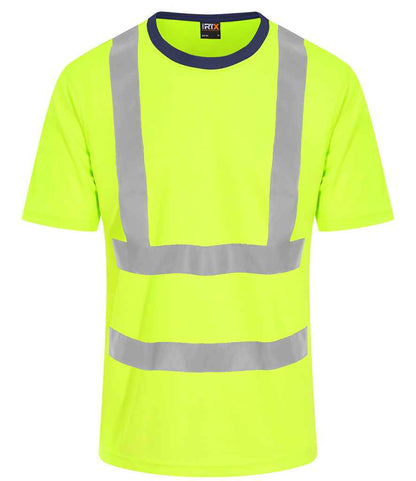 Pro RTX RX720 Yellow/Navy Front - Hi Vis T-Shir Ready to be Printed by Custard Workwear - Cheap Personalised and Customised Workwear in Nottinghamshire, Derbyshire and Leicestershire