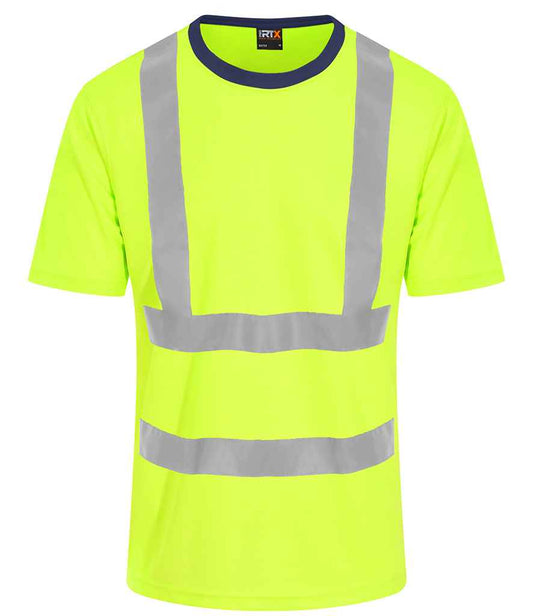 Pro RTX RX720 Yellow/Navy Front - Hi Vis T-Shir Ready to be Printed by Custard Workwear - Cheap Personalised and Customised Workwear in Nottinghamshire, Derbyshire and Leicestershire