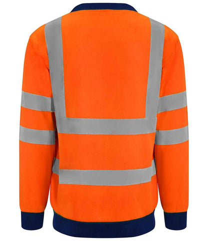Pro RTX RX730 Orange/Navy Back - Hi Vis Sweatshirt Ready to be Embroidered and Printed by Custard Workwear - Cheap Personalised and Customised Workwear in Nottinghamshire, Derbyshire and Leicestershire