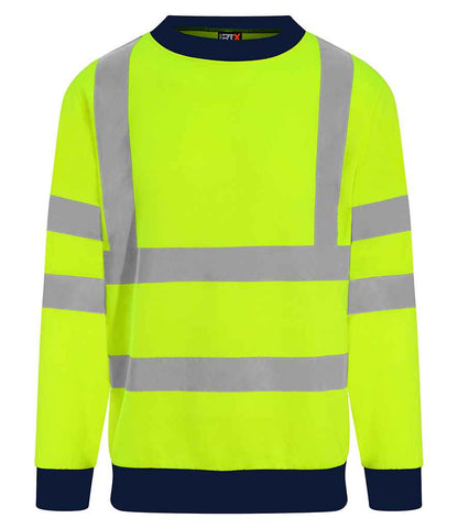 Pro RTX RX730 Yellow/Navy Front - Hi Vis Sweatshirt Ready to be Embroidered and Printed by Custard Workwear - Cheap Personalised and Customised Workwear in Nottinghamshire, Derbyshire and Leicestershire