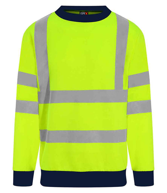 Pro RTX RX730 Yellow/Navy Front - Hi Vis Sweatshirt Ready to be Embroidered and Printed by Custard Workwear - Cheap Personalised and Customised Workwear in Nottinghamshire, Derbyshire and Leicestershire