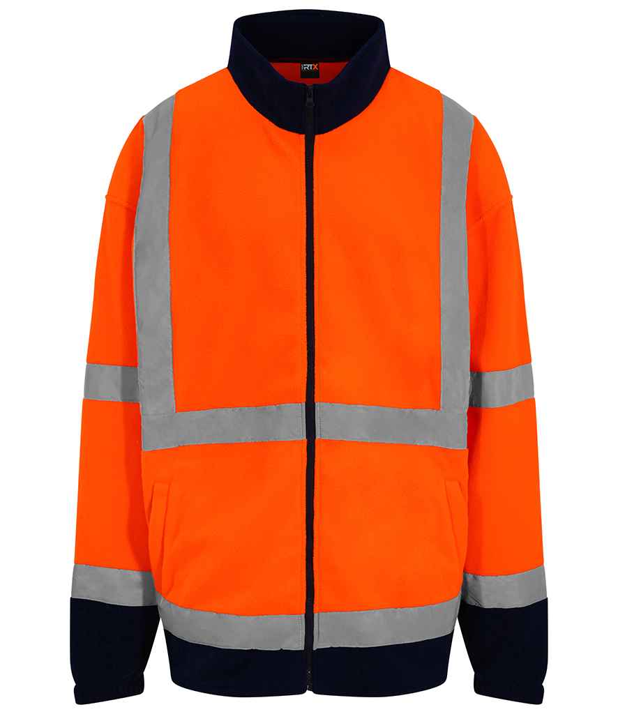 Pro RTX RX750 Orange/Navy Front - Hi Vis Fleece Ready to be Embroidered by Custard Workwear - Cheap Personalised and Customised Workwear in Nottinghamshire, Derbyshire and Leicestershire