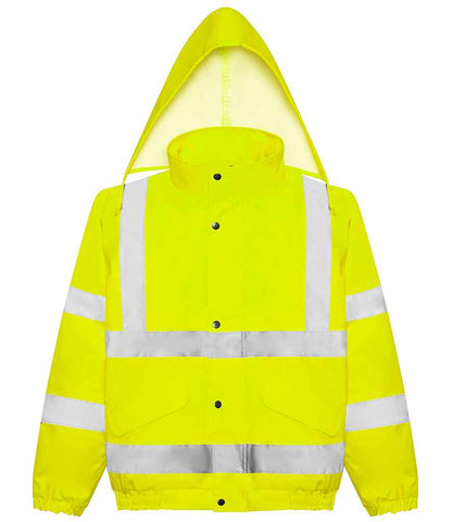 Pro RTX RX770 Yellow Detail - Hi Vis Waterproof  Jacket Ready to be Embroidered and Printed by Custard Workwear - Cheap Personalised and Customised Workwear in Nottinghamshire, Derbyshire and Leicestershire