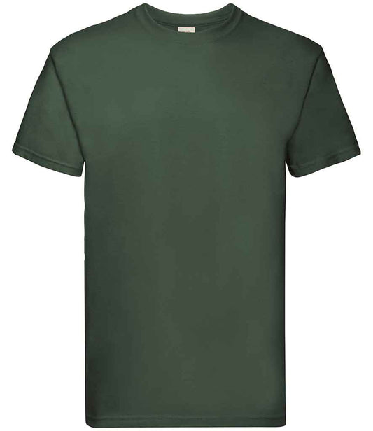 Fruit of the Loom SS10 Bottle Green Front -  Ready to be Embroidered and Printed by Custard Workwear - Cheap Personalised and Customised Workwear in Nottinghamshire, Derbyshire and Leicestershire