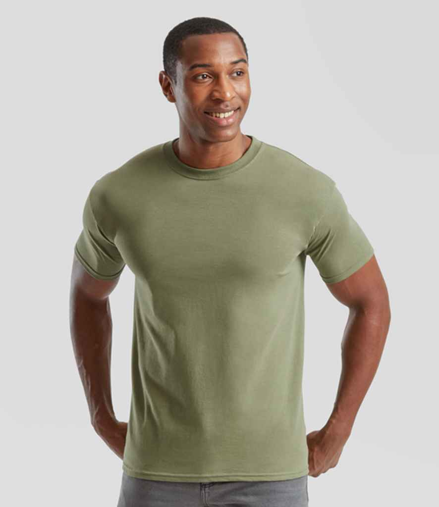 Fruit of the Loom SS10 Classic Olive Model -  Ready to be Embroidered and Printed by Custard Workwear - Cheap Personalised and Customised Workwear in Nottinghamshire, Derbyshire and Leicestershire