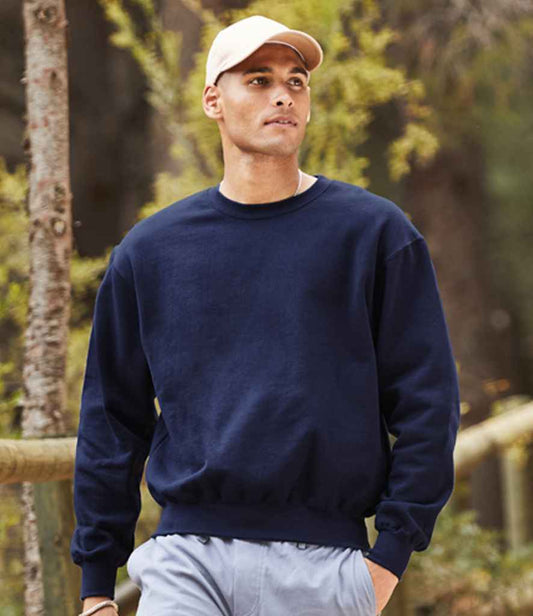 Fruit of the Loom SS141 Deep Navy Model -  Ready to be Embroidered and Printed by Custard Workwear - Cheap Personalised and Customised Workwear in Nottinghamshire, Derbyshire and Leicestershire