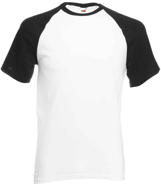 Fruit of the Loom SS31 White/Black Front -  Ready to be Printed by Custard Workwear - Cheap Personalised and Customised Workwear in Nottinghamshire, Derbyshire and Leicestershire