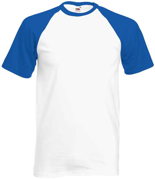 Fruit of the Loom SS31 White/Royal Blue Front -  Ready to be Printed by Custard Workwear - Cheap Personalised and Customised Workwear in Nottinghamshire, Derbyshire and Leicestershire