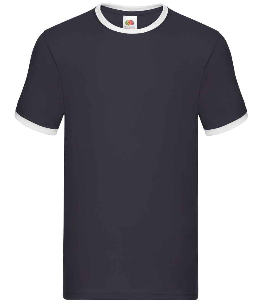 Fruit of the Loom SS34 Navy/White Front -  Ready to be Printed by Custard Workwear - Cheap Personalised and Customised Workwear in Nottinghamshire, Derbyshire and Leicestershire
