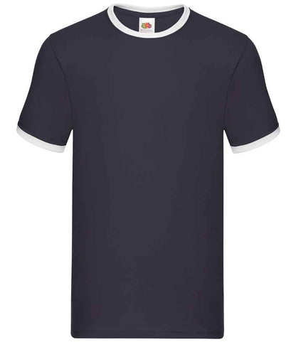 Fruit of the Loom SS34 Navy/White Front -  Ready to be Printed by Custard Workwear - Cheap Personalised and Customised Workwear in Nottinghamshire, Derbyshire and Leicestershire