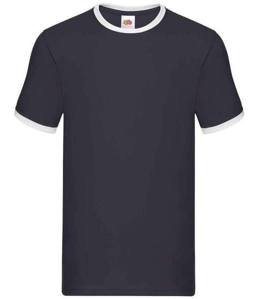 Fruit of the Loom SS34 Navy/White Front -  Ready to be Printed by Custard Workwear - Cheap Personalised and Customised Workwear in Nottinghamshire, Derbyshire and Leicestershire