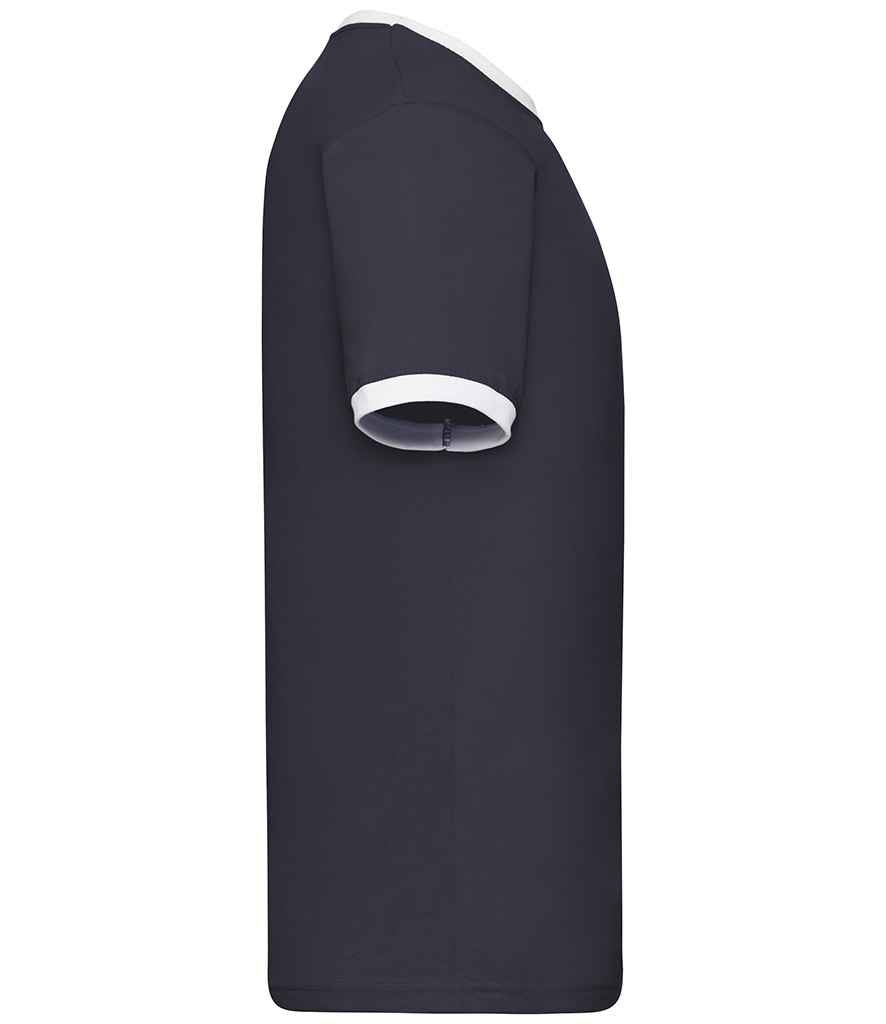 Fruit of the Loom SS34 Navy/White Right -  Ready to be Printed by Custard Workwear - Cheap Personalised and Customised Workwear in Nottinghamshire, Derbyshire and Leicestershire