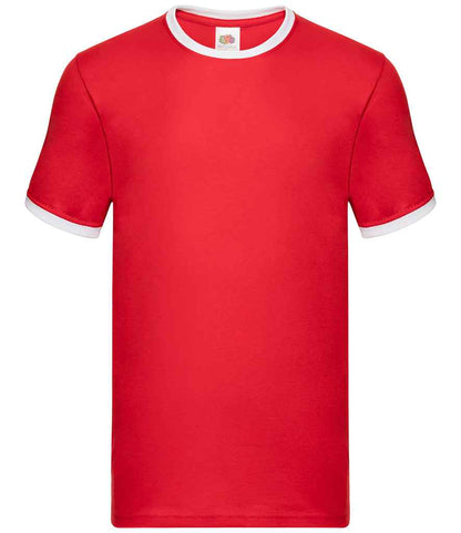 Fruit of the Loom SS34 Red/White Front -  Ready to be Printed by Custard Workwear - Cheap Personalised and Customised Workwear in Nottinghamshire, Derbyshire and Leicestershire
