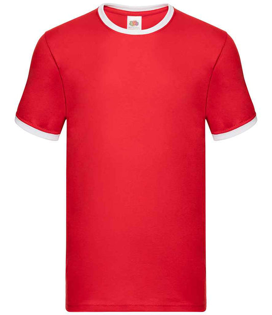 Fruit of the Loom SS34 Red/White Front -  Ready to be Printed by Custard Workwear - Cheap Personalised and Customised Workwear in Nottinghamshire, Derbyshire and Leicestershire