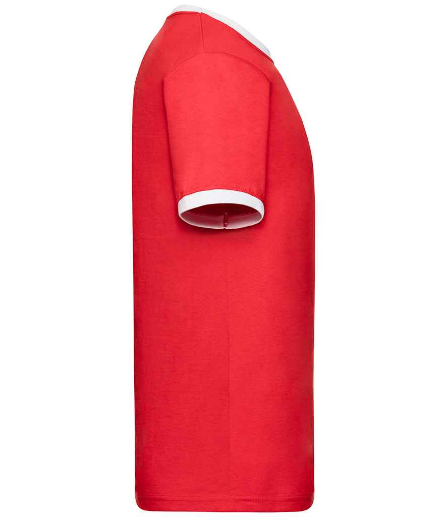 Fruit of the Loom SS34 Red/White Right -  Ready to be Printed by Custard Workwear - Cheap Personalised and Customised Workwear in Nottinghamshire, Derbyshire and Leicestershire