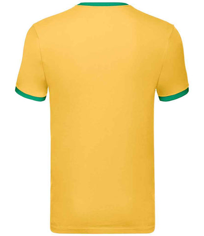 Fruit of the Loom SS34 Sunflower/Kelly Green Back -  Ready to be Printed by Custard Workwear - Cheap Personalised and Customised Workwear in Nottinghamshire, Derbyshire and Leicestershire