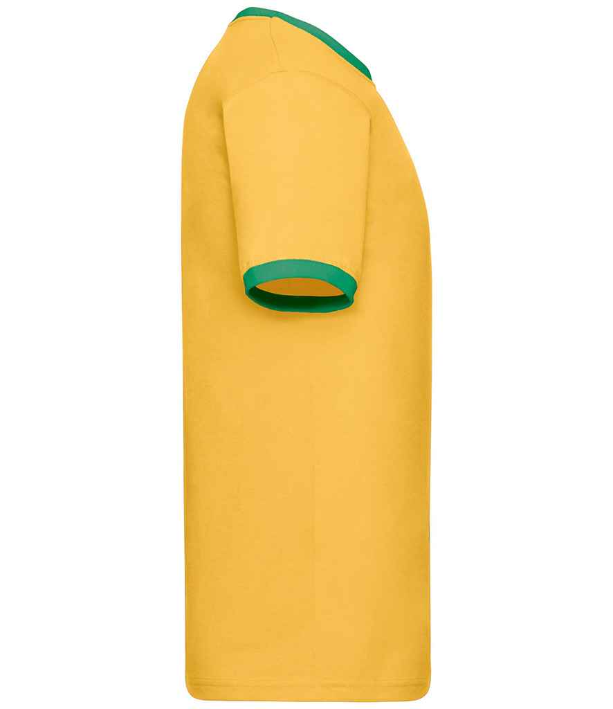 Fruit of the Loom SS34 Sunflower/Kelly Green Right -  Ready to be Printed by Custard Workwear - Cheap Personalised and Customised Workwear in Nottinghamshire, Derbyshire and Leicestershire