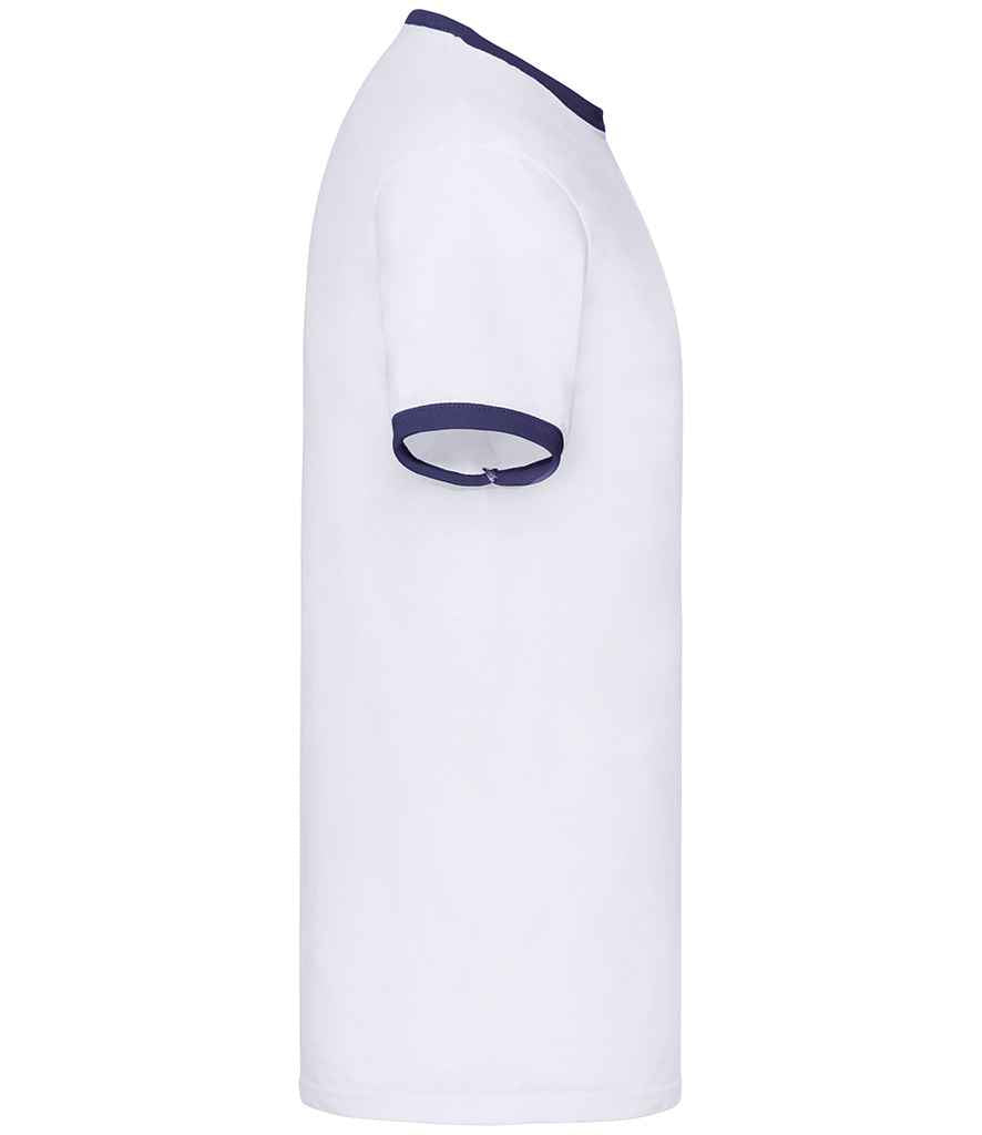 Fruit of the Loom SS34 White/Navy Right -  Ready to be Printed by Custard Workwear - Cheap Personalised and Customised Workwear in Nottinghamshire, Derbyshire and Leicestershire
