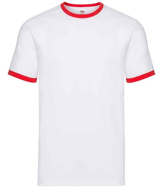Fruit of the Loom SS34 White/Red Front -  Ready to be Printed by Custard Workwear - Cheap Personalised and Customised Workwear in Nottinghamshire, Derbyshire and Leicestershire