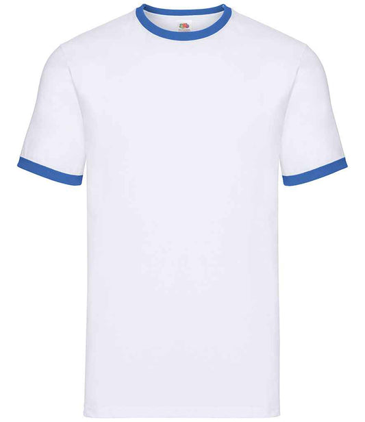 Fruit of the Loom SS34 White/Royal Blue Front -  Ready to be Printed by Custard Workwear - Cheap Personalised and Customised Workwear in Nottinghamshire, Derbyshire and Leicestershire