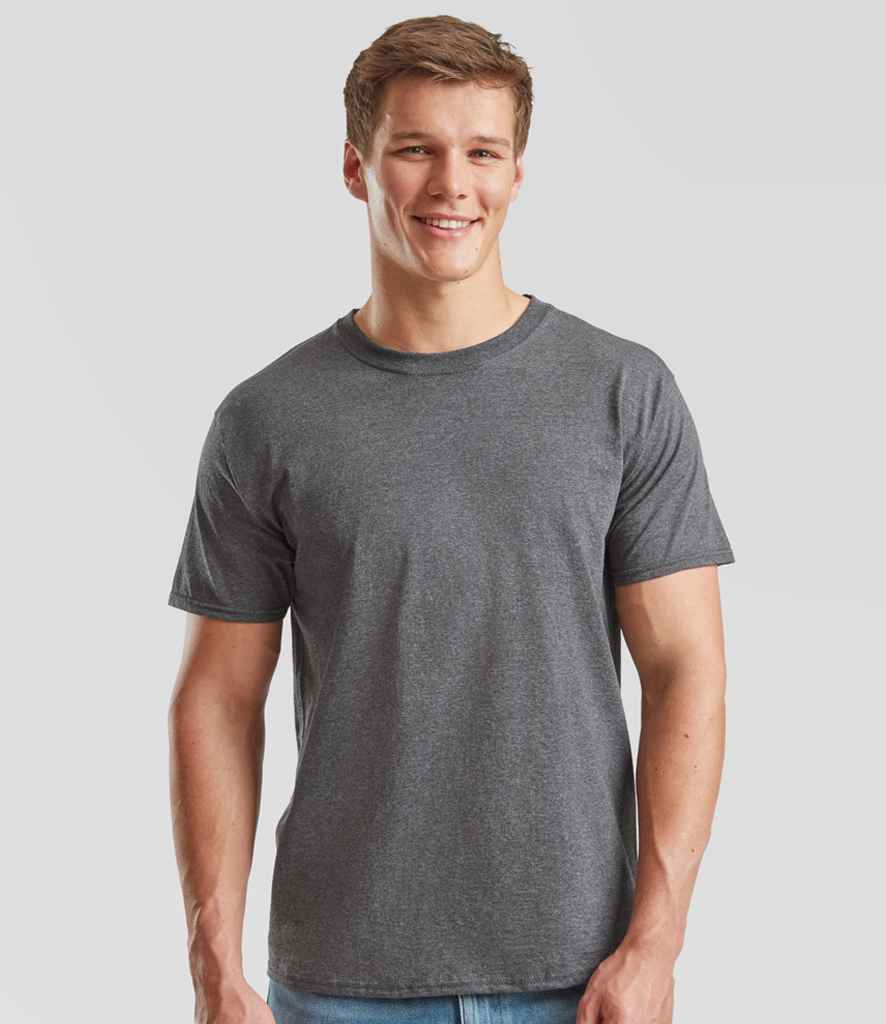 Fruit of the Loom SS6 Dark Heather Model -  Ready to be Printed by Custard Workwear - Cheap Personalised and Customised Workwear in Nottinghamshire, Derbyshire and Leicestershire