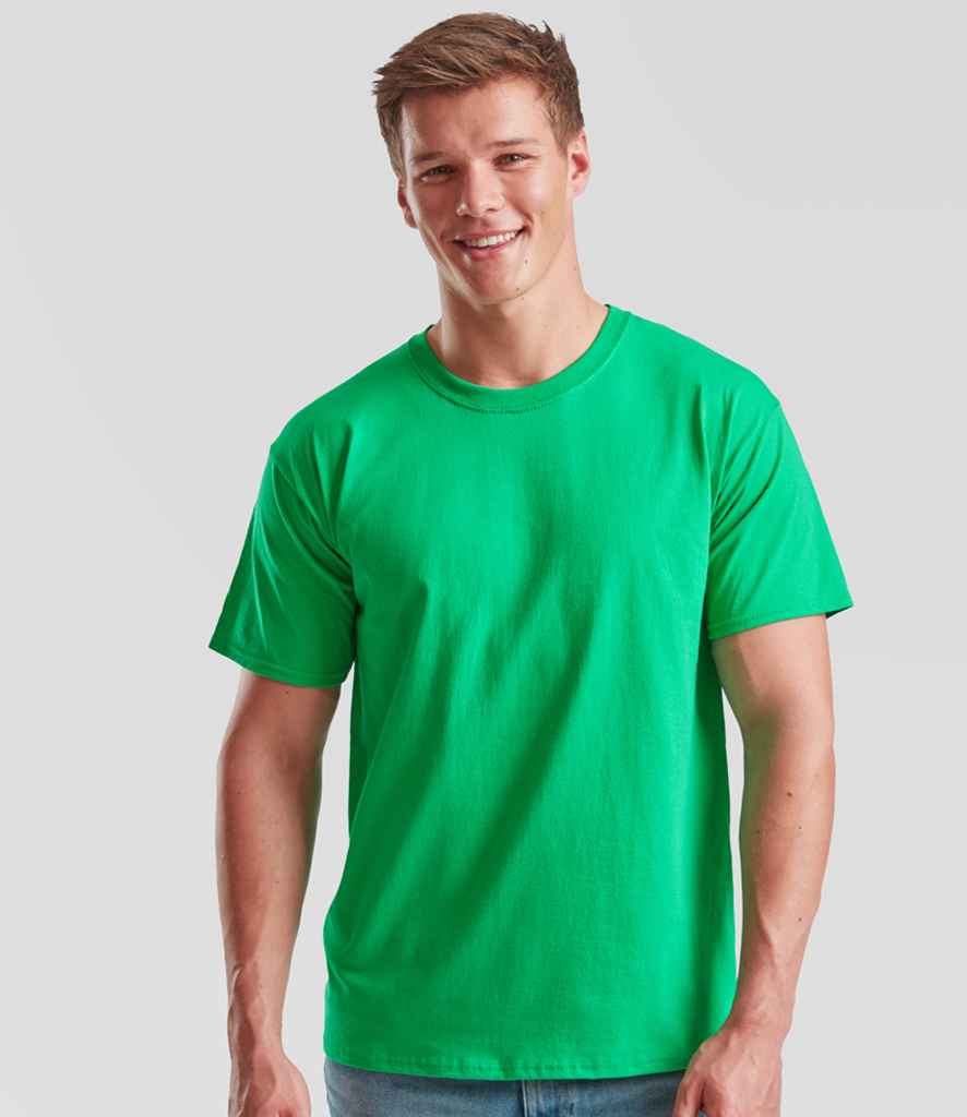 Fruit of the Loom SS6 Kelly Green Model -  Ready to be Printed by Custard Workwear - Cheap Personalised and Customised Workwear in Nottinghamshire, Derbyshire and Leicestershire