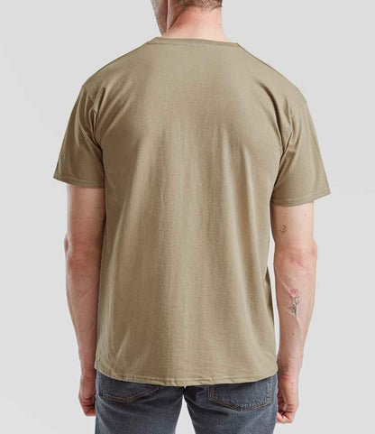 Fruit of the Loom SS6 Khaki Model -  Ready to be Printed by Custard Workwear - Cheap Personalised and Customised Workwear in Nottinghamshire, Derbyshire and Leicestershire