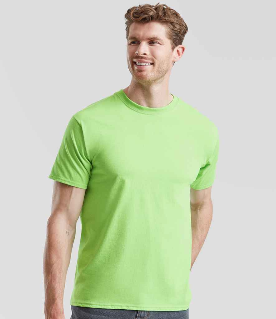 Fruit of the Loom SS6 Lime Green Model -  Ready to be Printed by Custard Workwear - Cheap Personalised and Customised Workwear in Nottinghamshire, Derbyshire and Leicestershire